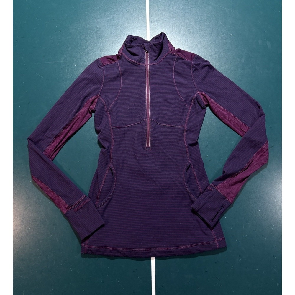 Lululemon Star Runner 1/2 Zip‎ Pullover Hyper Stripe Plum Size 4 Purple Lace